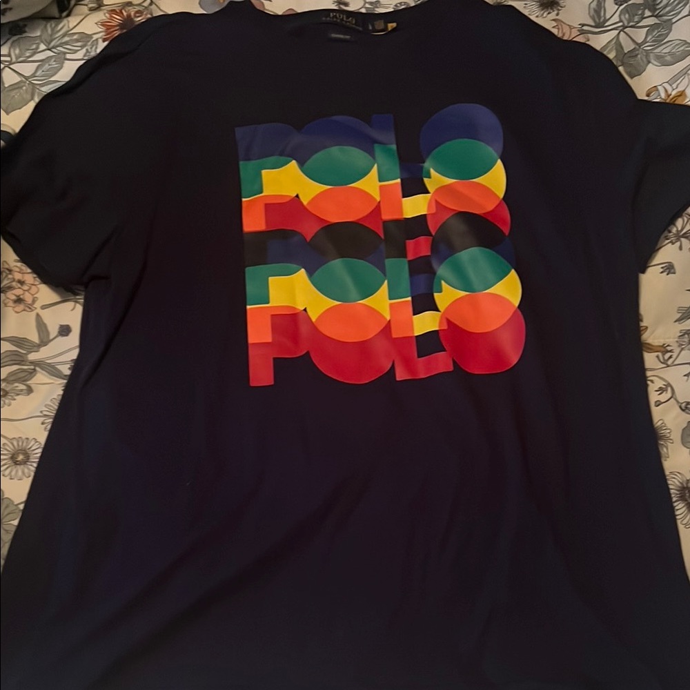 Ralph Lauren Navy T-Shirt with Colorful Logo